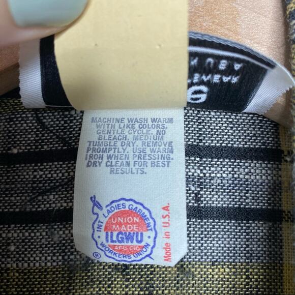 90s Yellow and Black Plaid Blazer Jacket size S/M - Picture 5 of 7